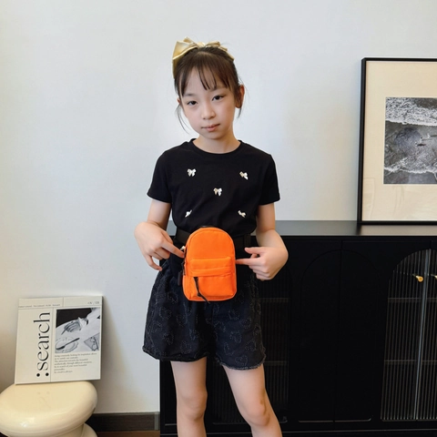 Kids Mini Crossbody Bag Lightweight Nylon Solid Color Small Square Shoulder Bag Trendy For Boys Girls