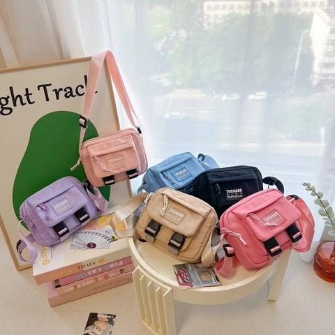 Sac Bandoulière Enfants Toile Durable Mini Pochette Épaule Pour Tout-Petits Décontracté Quotidien Boucle Double Style