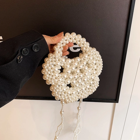 Petit Sac À Main En Künstliche Perles Fait Main Pour Filles Motif Fleur Sac À Bandoulière Style Princesse Accessoires