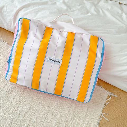 Grote Capaciteit Kinderen Dekbed Opbergtas Gestreepte Canvas Reisbagage Organizer Met Handvat Voor Kleuterschool