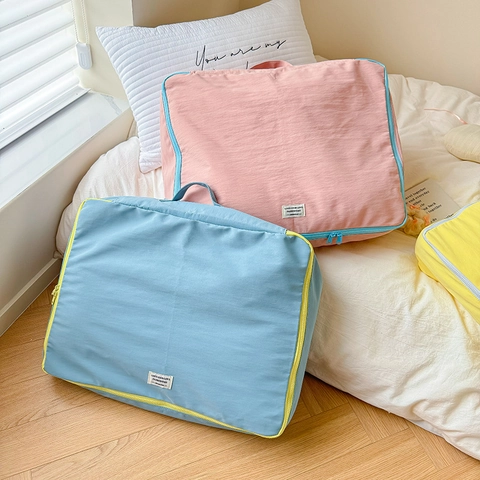 Kids Large Capacity Canvas Tote Bag Dustproof Quilt Storage Handbag For Kindergarten Travel Boys Girls Modern