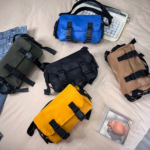 Bolso Mensajero Para Niños De Nailon Transpirable Color Sólido Estilo Japonés Retro Bolso Cruzado Niños Niñas