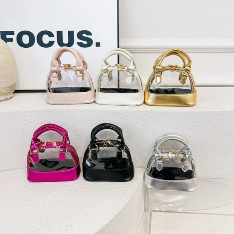 Sac À Bandoulière Mini Coquille Pour Enfants Filles Transparent PVC Et Cuir PU Jelly Fermeture Éclair Sac À Main À La Mode