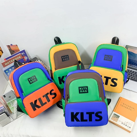 Mochila Para Niños Bloques De Color Impresión De Letras Nylon Duradero Mochila Escolar Para Niños Pequeños Jardín De Infancia Viaje