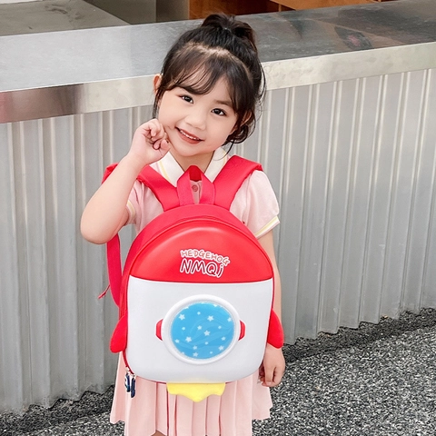 Rocket Astronaut Toddler Backpack Light Up EVA Oxford Shell Cute Cartoon School Bag For Boys Girls Kindergarten