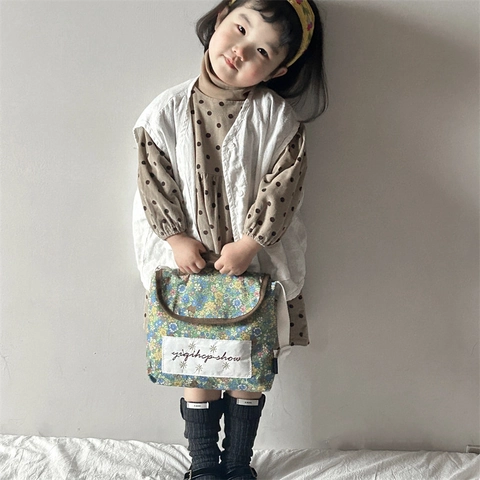 Kinderschultertasche Blumenmuster Nylongewebe Niedliche Umhängetasche Verstellbarer Riemen Für Jungen Mädchen