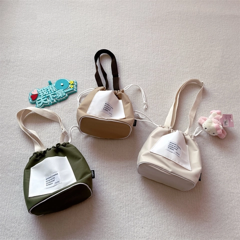 Sac Bandoulière En Toile Avec Cordon De Serrage Style Cargo Décontracté Sac À Épaule Pour Enfants Garçons Filles
