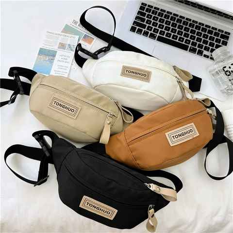 Kinder Heuptas Borsttas Nylon Canvas Letter Patch Verstelbare Riem Trendy Outdoor Sport Heuptas Voor Jongens Meisjes