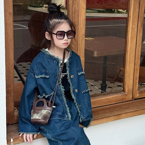Mini Borsa A Secchiello Tracolla Per Bambini Pelle PU Motivo A Rombi Quadri Leopardo Moda Bambine