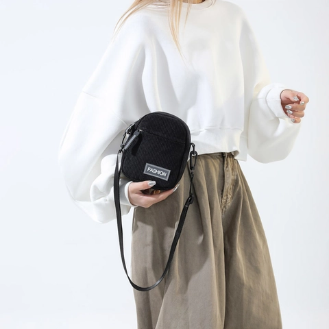 Women Girls Corduroy Small Crossbody Bag Simple Casual Phone Pouch With Adjustable Strap
