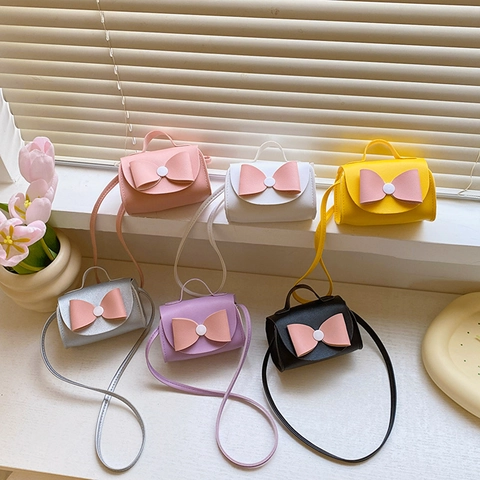 Kinder Mini Schoudertas PU Leer Strik Handtas Schoudertas Schattig Mode Accessoire Voor Meisjes