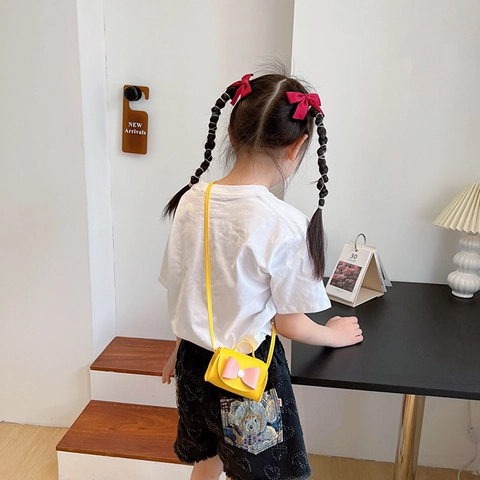 Kinder Mini Schoudertas PU Leer Strik Handtas Schoudertas Schattig Mode Accessoire Voor Meisjes