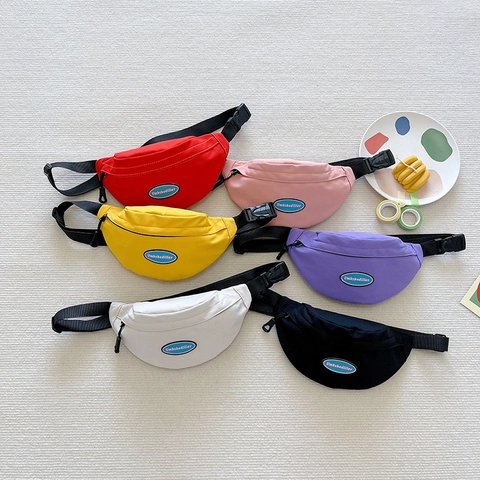 Borsa Da Petto In Tela Per Bambini Tracolla Regolabile Patch Lettera Moda Forma Mezza Luna Per Ragazzi Ragazze