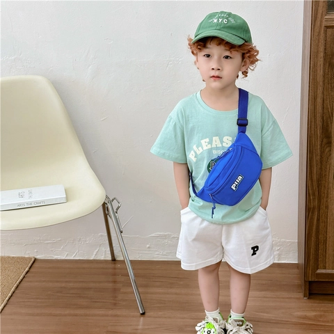 Kids Waist Bag Canvas Nylon Fanny Pack Chest Bag Letter Print Adjustable Strap Casual Outdoor Accessory Boys Girls