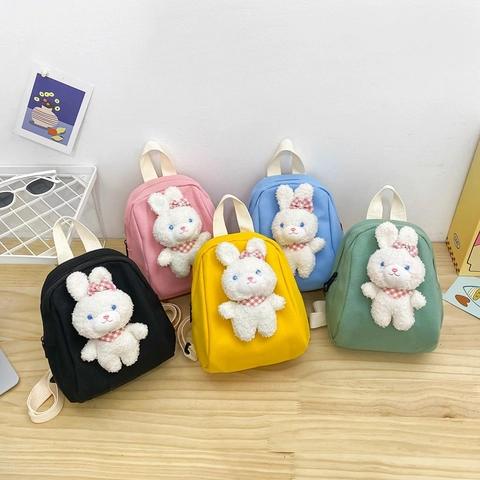 Mini Zainetto Bambini Carino Tela Cartone Animato Peluche Coniglio Bambola Bambino Scuola Borsa Leggera Casual Zaino