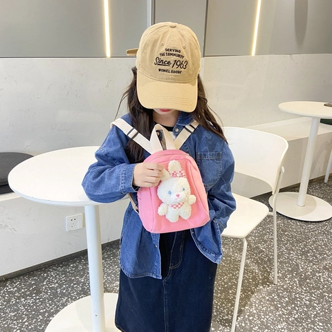 Mini Zainetto Bambini Carino Tela Cartone Animato Peluche Coniglio Bambola Bambino Scuola Borsa Leggera Casual Zaino