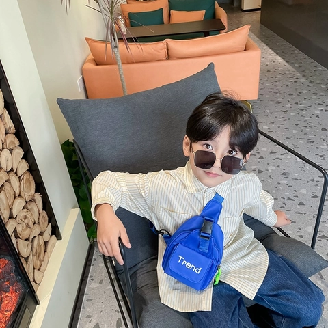 Kids Chest Bag Canvas Nylon Trend Letter Print Adjustable Strap Sling Crossbody Bag For Boys Girls