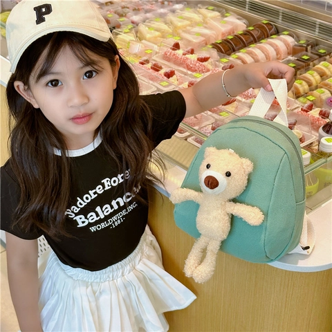 Mini Zaino In Tela Per Bambini Simpatico Orsetto Di Peluche Cartella Per Bambini Leggero Zainetto Da Giorno Asilo Ragazzi Ragazze
