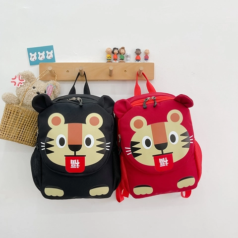 Sac À Dos Enfants Tigre Dessin Animé Léger Maternelle Sac D'école Tissu Durable Motif Animal Tout-petits Réglable