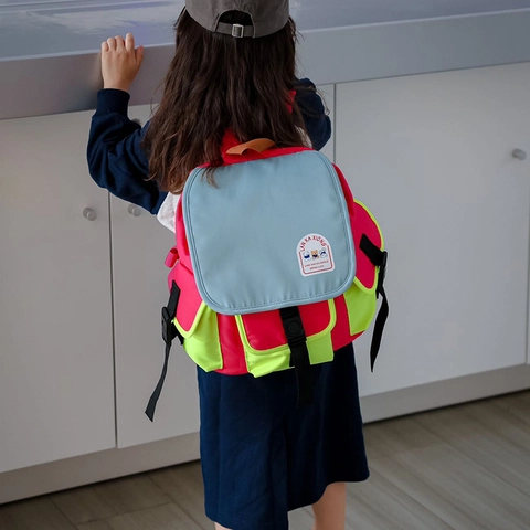 Mochila Para Niños Lona Nailon Color De Contraste Ligera Mochila Escolar Niños Niñas Moderna Jardín Infantil
