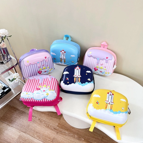 Kids Backpack 3D Cartoon Rocket Castle EVA Hard Shell Toddler Schoolbag Waterproof Ergonomic Breathable Daypack