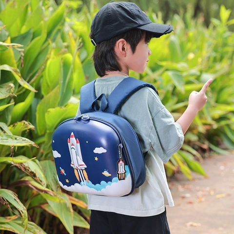 Kids Backpack 3D Cartoon Rocket Castle EVA Hard Shell Toddler Schoolbag Waterproof Ergonomic Breathable Daypack