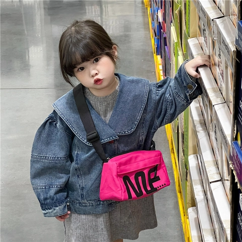 Kids Crossbody Bag Oxford Cloth Trendy Letter Print Adjustable Strap Shoulder Messenger Bag For Boys Girls
