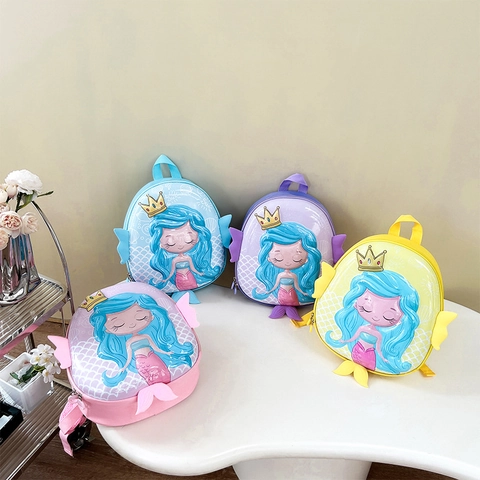 Zaino Sirena Per Bambini 3D Rilievo EVA Guscio Rigido Tessuto Oxford Cartella Per Piccoli Asilo Ragazzi Ragazze Carino