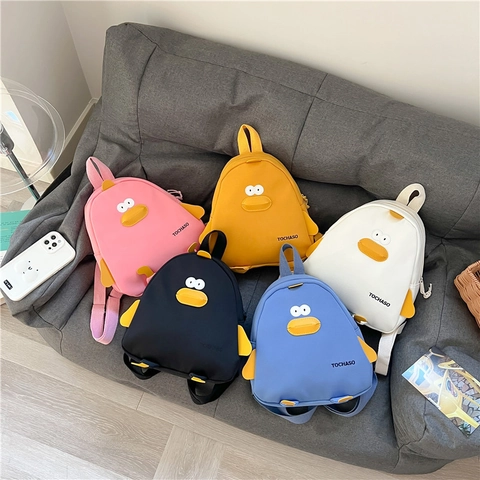 Zaino Per Bambini Anatra Cartone Animato Carino Tela Forma Animale 3D Leggero Spallacci Regolabili Per Bambini Asilo Viaggio