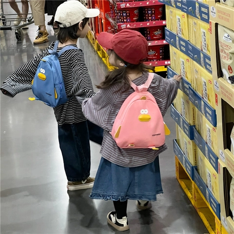 Zaino Per Bambini Anatra Cartone Animato Carino Tela Forma Animale 3D Leggero Spallacci Regolabili Per Bambini Asilo Viaggio