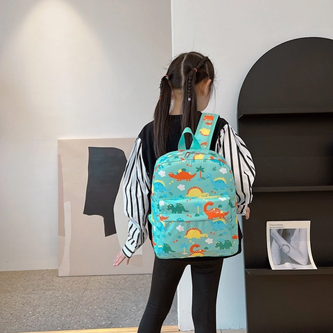 Cartoon Dinosaur Space Kids Backpack Lightweight Nylon School Bag For Kindergarten Boys Girls Cute Travel Daypack