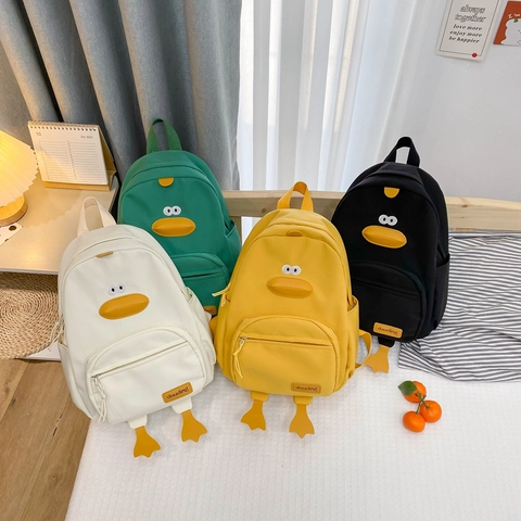 Zainetto Cartone Animato Piccola Anatra Tela Nylon Design Animale Tridimensionale Borsa Scuola Per Ragazzi Ragazze Viaggio