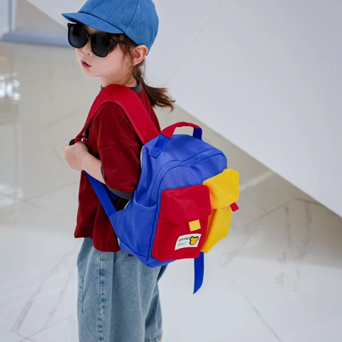 Rugzak Voor Kinderen Color-Block Lichtgewicht Nylon Schooltas Voor Peuters Jongens Meisjes Kleuterschool
