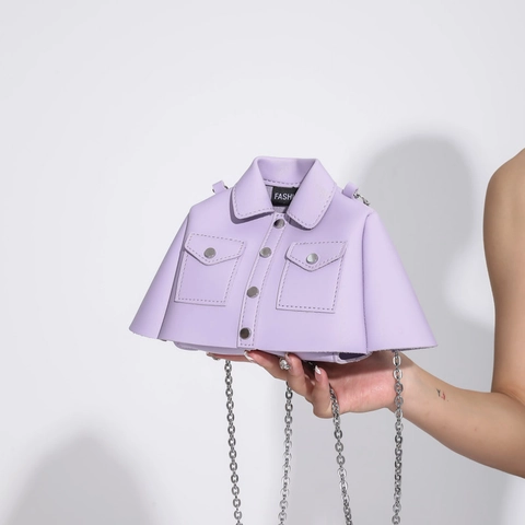 Creative Jacket Shape Crossbody Bag PU Leather Novelty Shirt Design Shoulder Purse With Metal Chain For Women Chic
