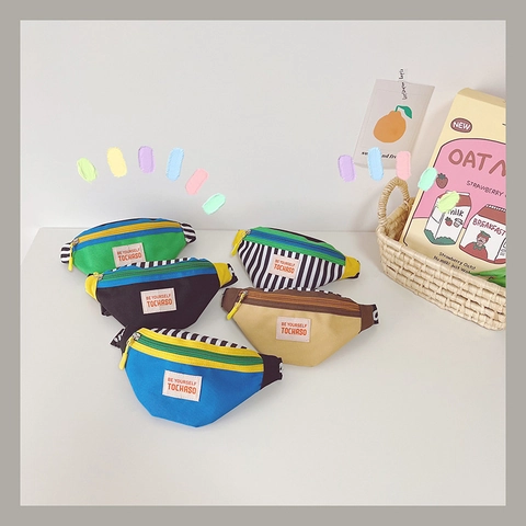 Borsa Pettorale In Tela Per Bambini Colori A Contrasto Moda Tracolla Regolabile Marsupio Casual Per Ragazzi Ragazze