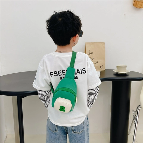 Mini Borsa Da Petto Per Bambini Moda Patch Lettera Nylon Tela Borsa A Tracolla Per Ragazzi Ragazze All'aperto Casual