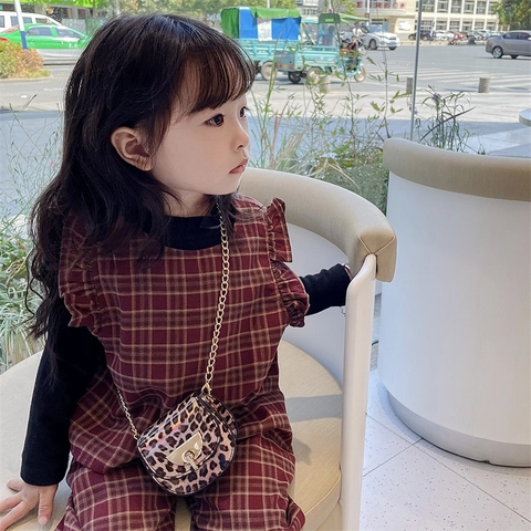 Kids Mini Shoulder Crossbody Bag Leopard Print Crocodile Pattern PU Leather Golden Chain Messenger Purse For Toddler Girls