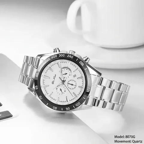 Herren Quarzuhr Edelstahlband 30M Wasserdicht Kalender Datum Business Casual Chronograph Stil Mode Luxus