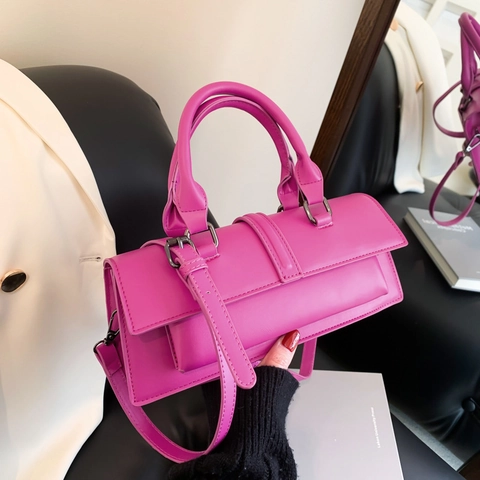 Women Underarm Shoulder Bag PU Leather Structured Rectangular Flip Top Handbag With Detachable Strap Retro Style