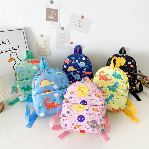 Mochila Infantil Nylon Dibujos Animados Dinosaurio Espacio Impreso Ligero Jardín De Infancia Linda Bolsa Escolar