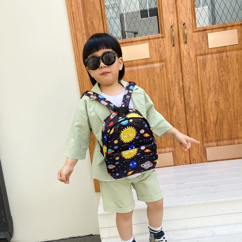 Mochila Infantil Nylon Dibujos Animados Dinosaurio Espacio Impreso Ligero Jardín De Infancia Linda Bolsa Escolar