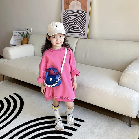 Mini Bolso Bandolera Para Niños Cuero PU Color De Contraste Cadena De Plástico Gruesa Moda Bolso De Hombro Niña