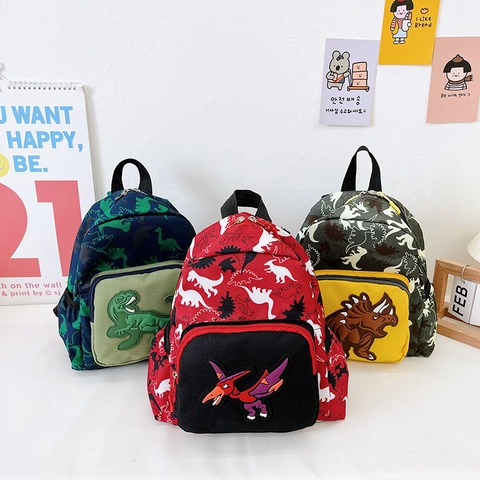 Zaino Dinosauro Per Bambini Nylon Ricamo Patch 3D Borsa Scuola Per Bambini Asilo Ragazzi Ragazze Carino Cartone Animato Mini