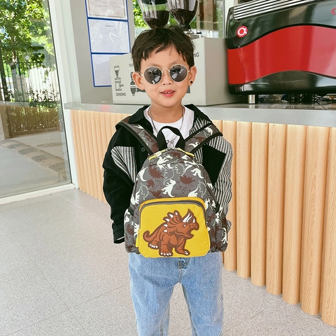 Zaino Dinosauro Per Bambini Nylon Ricamo Patch 3D Borsa Scuola Per Bambini Asilo Ragazzi Ragazze Carino Cartone Animato Mini