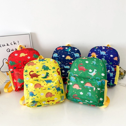 Kids Backpack Cartoon Dinosaur Print Nylon Lightweight Breathable School Bag For Toddler Kindergarten Boys Girls