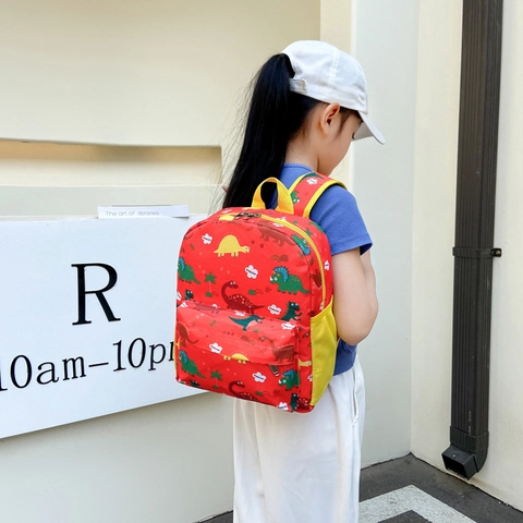Mochila Para Niños Estampado Dinosaurio Dibujos Animados Nylon Ligera Transpirable Bolsa Escolar Para Niños Jardín De Infancia