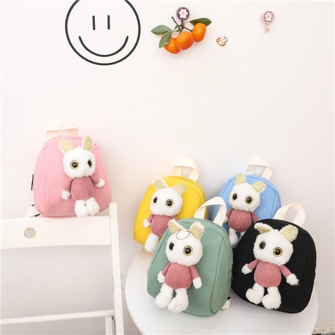 Mini Zaino Per Bambini Simpatica Bambola Coniglio Peluche 3D Cartone Animato Scuola Materna Piccoli Nylon