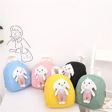 Mini Zaino Bambini Nylon Carino Bambola Coniglio Peluche Borsa Scuola Materna Per Piccoli Bambini Ragazzi Ragazze