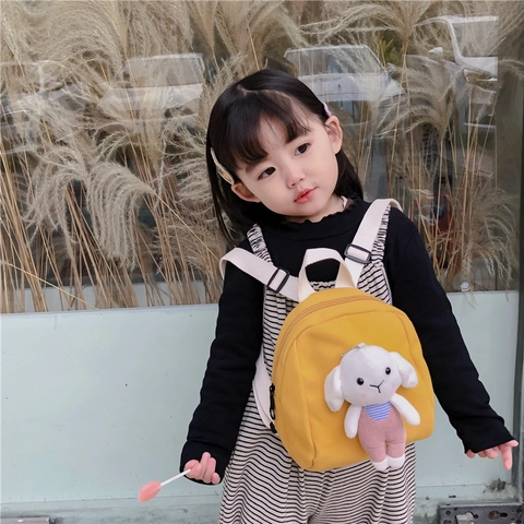 Mini Zaino Bambini Nylon Carino Bambola Coniglio Peluche Borsa Scuola Materna Per Piccoli Bambini Ragazzi Ragazze