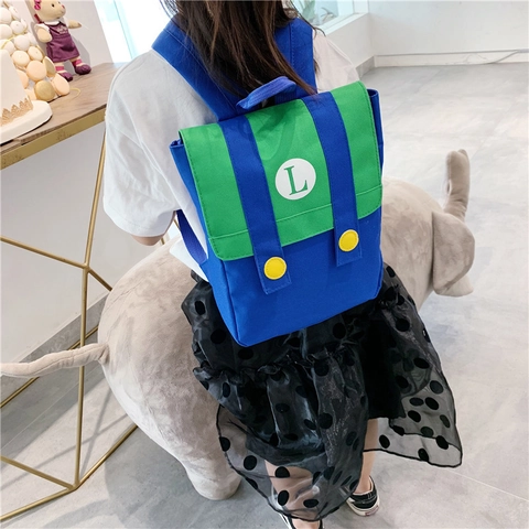 Mochila Infantil Bolso Escolar Niños Dibujos Animados Letra Bloque Color Nylon Ligero Para Niños Preescolar